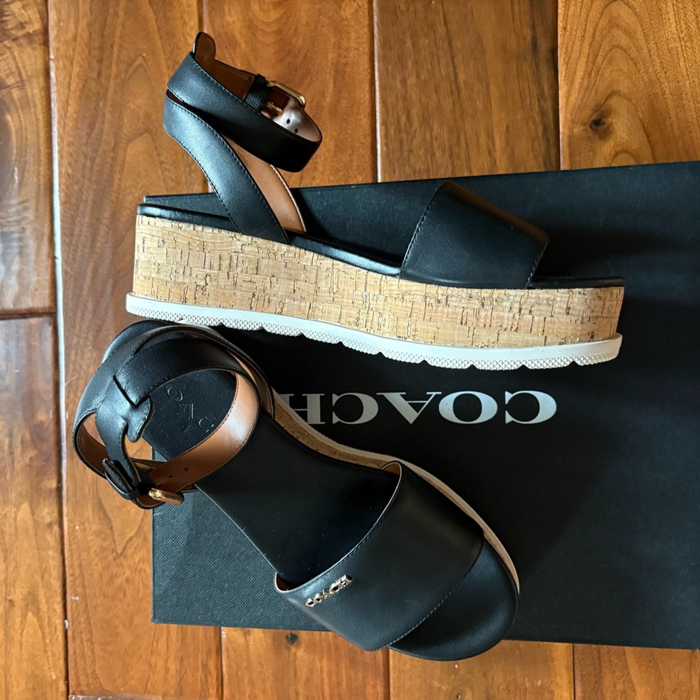 *NEW* COACH Talulah Leather Sandal - Black - Size 7.5 - Picture 4 of 6